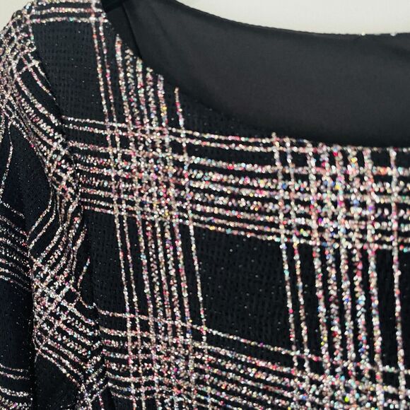 Holiday Dress Vince Camuto Size 10 Black Sparkle Silver Glitter Special Occasion - Picture 4 of 16